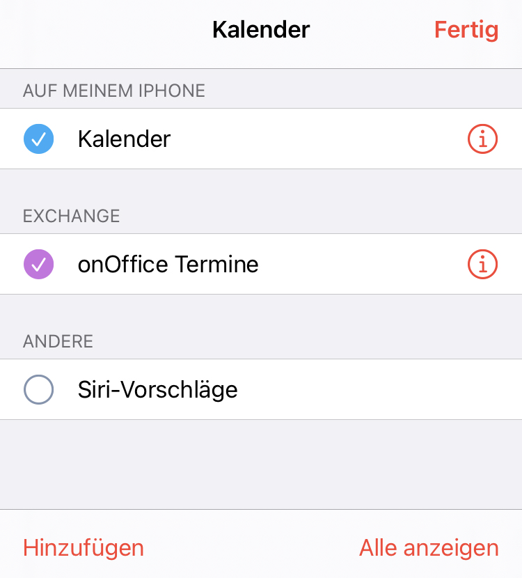 Synchronisierte Termine