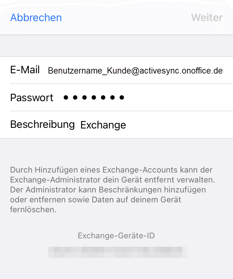 Konto ist eingerichtet